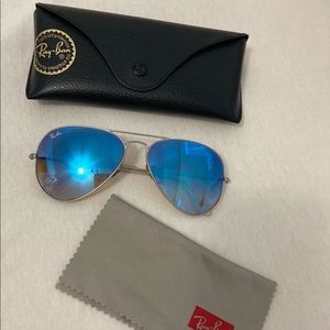 Blue reflective Ray Ban aviator Sunglasses